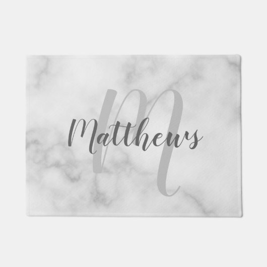 Modern Script Personalisiert Monogram und Familien Fußmatte (Vorderseite)