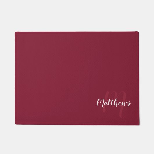 Modern Script Personalisiert Monogram und Familien Fußmatte (Vorderseite)