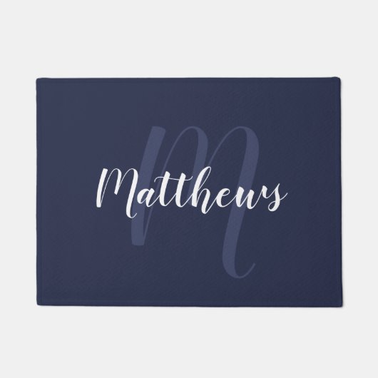 Modern Script Personalisiert Monogram und Familien Fußmatte (Vorderseite)