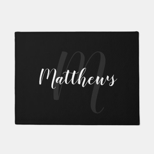Modern Script Personalisiert Monogram und Familien Fußmatte (Vorderseite)