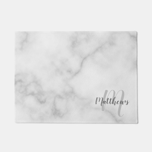 Modern Script Personalisiert Monogram und Familien Fußmatte (Vorderseite)