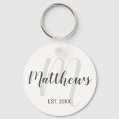 Modern Script Personalisiert Monogram und Familien Schlüsselanhänger (Vorderseite)