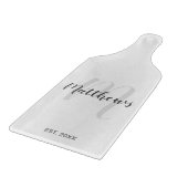 Modern Script Personalisiert Monogram und Familien Schneidebrett (Ecke)