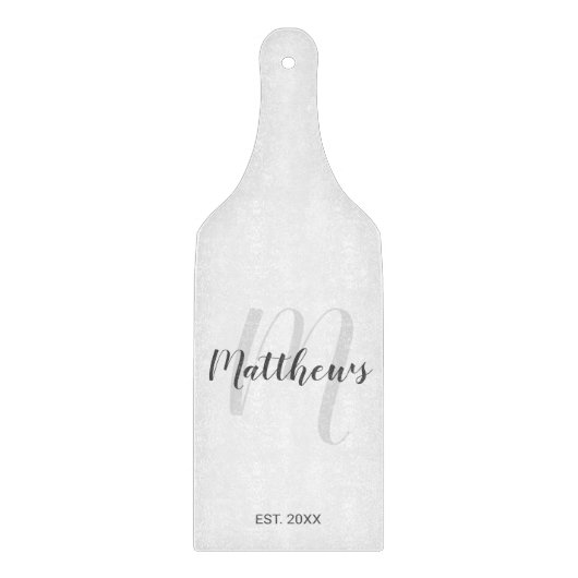 Modern Script Personalisiert Monogram und Familien Schneidebrett (Vorderseite)
