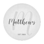 Modern Script Personalisiert Monogram und Familien Schneidebrett (Vorderseite)