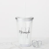 Modern Script Personalisiert Monogram und Name Acryltrinkbecher