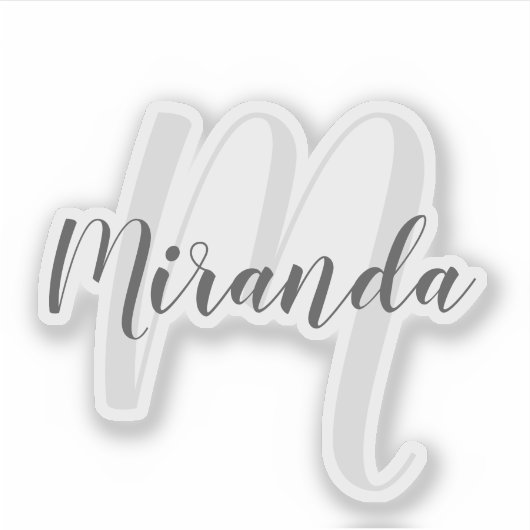 Modern Script Personalisiert Monogram und Name Aufkleber (Vorderseite)