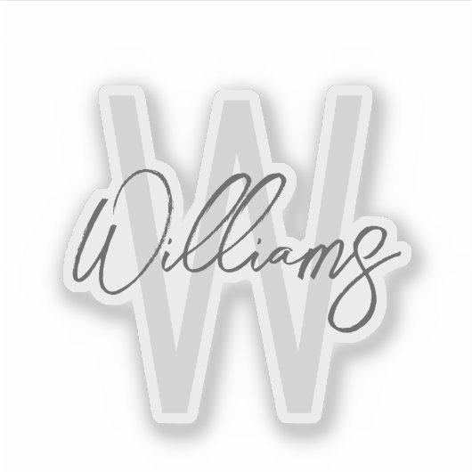 Modern Script Personalisiert Monogram und Name Aufkleber (Vorderseite)
