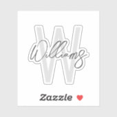 Modern Script Personalisiert Monogram und Name Aufkleber (Blatt)