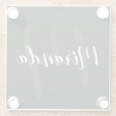 Modern Script Personalisiert Monogram und Name Bla Glasuntersetzer (Rückseite)