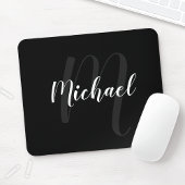 Modern Script Personalisiert Monogram und Name Bla Mousepad