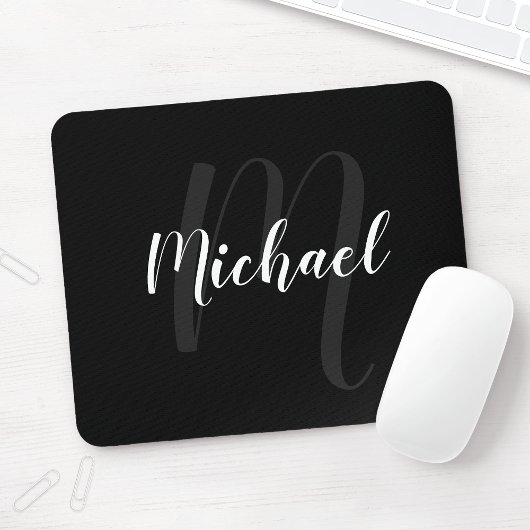 Modern Script Personalisiert Monogram und Name Bla Mousepad
