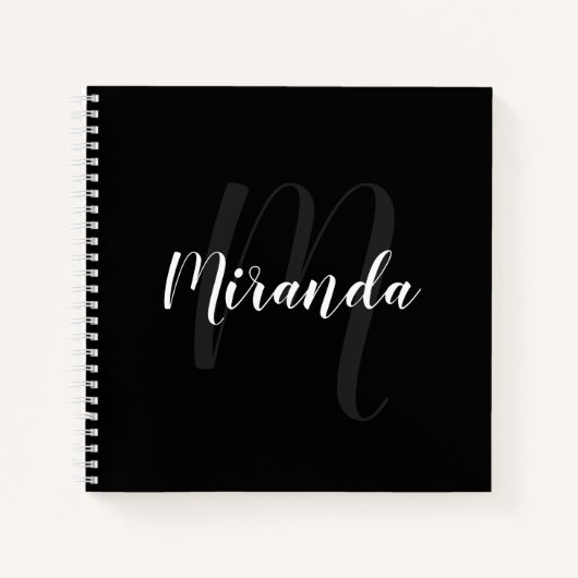 Modern Script Personalisiert Monogram und Name Bla Notizblock (Vorderseite)