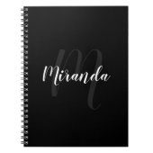 Modern Script Personalisiert Monogram und Name Bla Notizblock (Vorderseite)