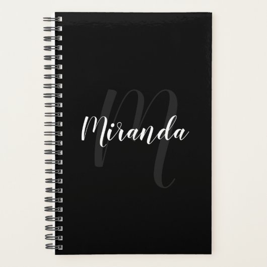 Modern Script Personalisiert Monogram und Name Bla Planer (Vorderseite)