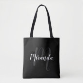 Modern Script Personalisiert Monogram und Name Bla Tasche (Vorderseite)