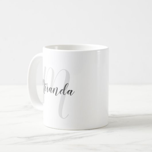 Modern Script Personalisiert Monogram und Name Cof Kaffeetasse (Vorderseite Links)