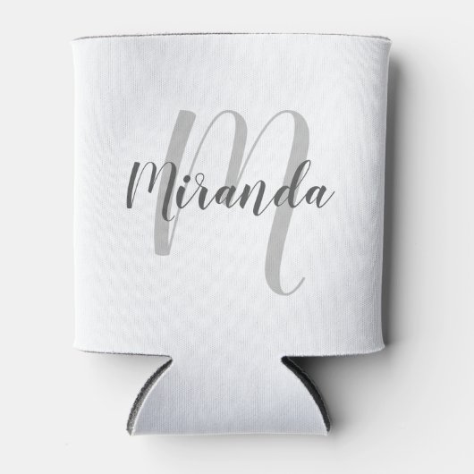 Modern Script Personalisiert Monogram und Name Dosenkühler (Vorderseite)