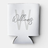 Modern Script Personalisiert Monogram und Name Dosenkühler (Vorderseite)