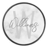 Modern Script Personalisiert Monogram und Name Eishockey Puck (Vorderseite)