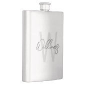 Modern Script Personalisiert Monogram und Name Flachmann (Rechts)