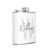 Modern Script Personalisiert Monogram und Name Flachmann (Rechts)