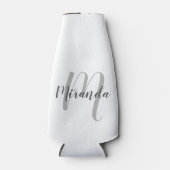 Modern Script Personalisiert Monogram und Name Flaschenkühler (Vorderseite)