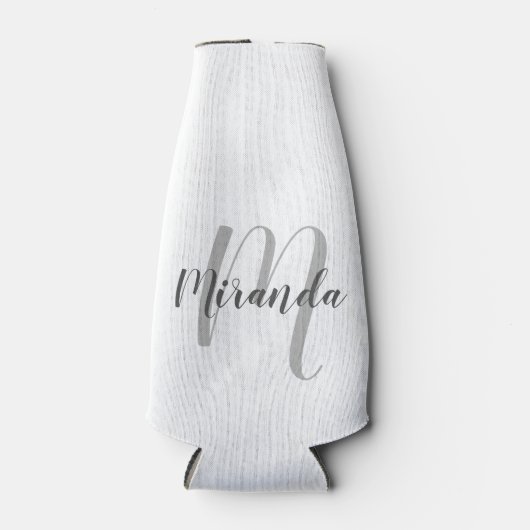 Modern Script Personalisiert Monogram und Name Flaschenkühler (Vorderseite)