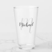 Modern Script Personalisiert Monogram und Name Glas (Vorderseite)