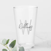 Modern Script Personalisiert Monogram und Name Glas