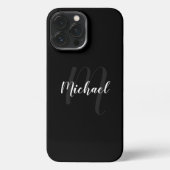 Modern Script Personalisiert Monogram und Name iPhone Hülle (Rückseite)