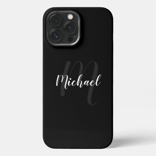 Modern Script Personalisiert Monogram und Name iPhone Hülle (Rückseite)