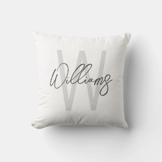 Modern Script Personalisiert Monogram und Name Kissen (Vorderseite)