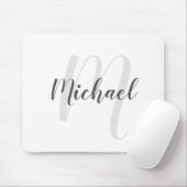 Modern Script Personalisiert Monogram und Name Mousepad (Mit Mouse)
