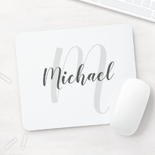 Modern Script Personalisiert Monogram und Name Mousepad
