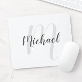 Modern Script Personalisiert Monogram und Name Mousepad