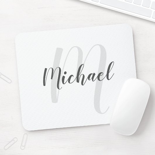 Modern Script Personalisiert Monogram und Name Mousepad
