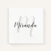 Modern Script Personalisiert Monogram und Name Notizblock (Vorderseite)