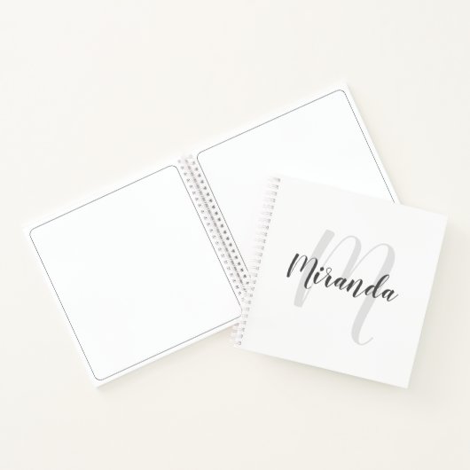 Modern Script Personalisiert Monogram und Name Notizblock (Innenseite)