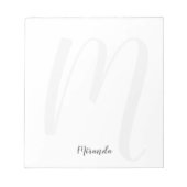Modern Script Personalisiert Monogram und Name Notizblock (Vorderseite)