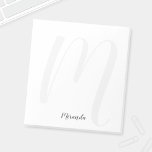 Modern Script Personalisiert Monogram und Name Notizblock<br><div class="desc">Personalisierte Monogramm- und Namenshinweise mit personalisiertem Namen in grauem,  modernem Script-Schriftart-Stil und Monogramm in hellgrauem,  modernem Script-Schriftart als Hintergrund auf weißem Hintergrund.</div>