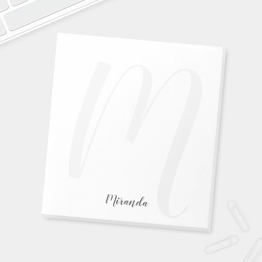 Modern Script Personalisiert Monogram und Name Notizblock