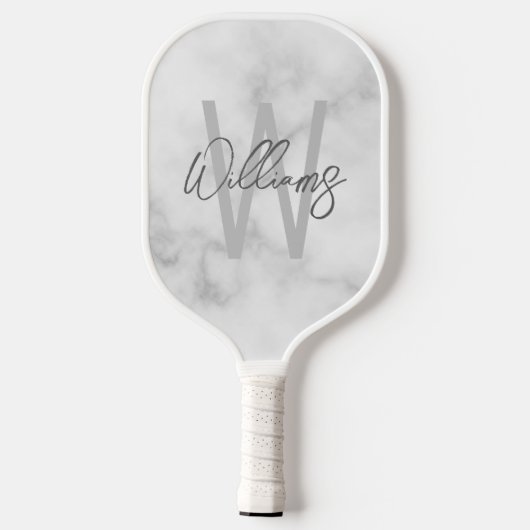 Modern Script Personalisiert Monogram und Name Pickleball Schläger (Rückseite)