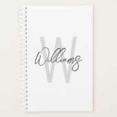 Modern Script Personalisiert Monogram und Name Planer (Vorderseite)