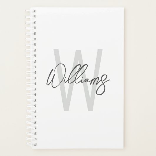 Modern Script Personalisiert Monogram und Name Planer (Vorderseite)