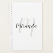 Modern Script Personalisiert Monogram und Name Planer (Vorderseite)