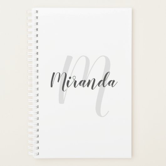 Modern Script Personalisiert Monogram und Name Planer (Vorderseite)