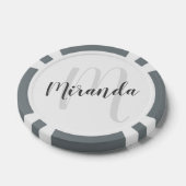 Modern Script Personalisiert Monogram und Name Pokerchips (Einzeln)