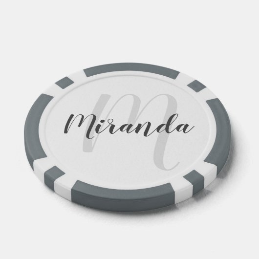 Modern Script Personalisiert Monogram und Name Pokerchips (Einzeln)