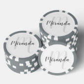 Modern Script Personalisiert Monogram und Name Pokerchips (Stapel)